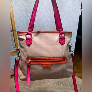Coach purse  can carry crossbody, shoulder or clutch style, Sand,pink,coral